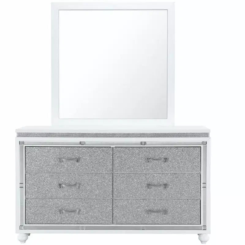 Commode horizontale en aggloméré de 4 tiroirs, 48,5 cm H, finition blanche