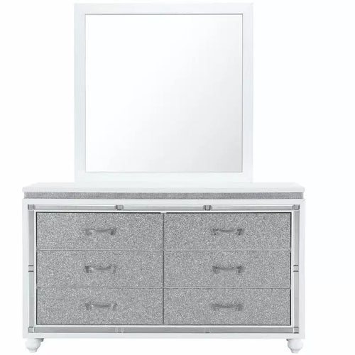 Commode horizontale en aggloméré de 4 tiroirs, 48,5 cm H, finition blanche