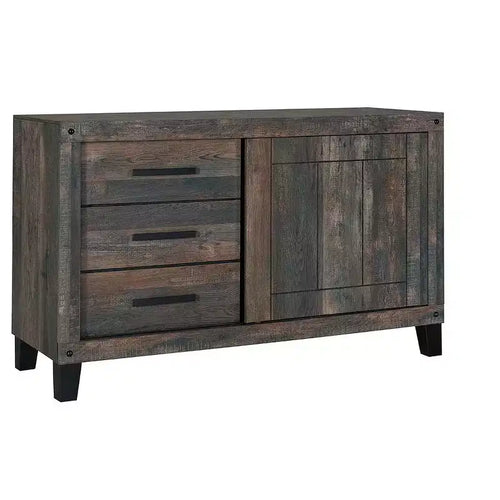 Commode horizontale en aggloméré avec 3 tiroirs, finition grise, 21,25 po H
