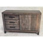 Commode horizontale en aggloméré avec 3 tiroirs, finition grise, 21,25 po H