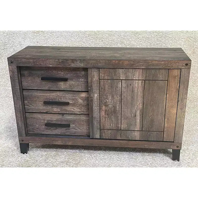 Commode horizontale en aggloméré avec 3 tiroirs, finition grise, 21,25 po H