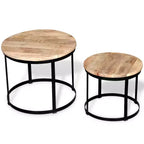 Table basse marron et noire Bois de manguier brut massif et fer