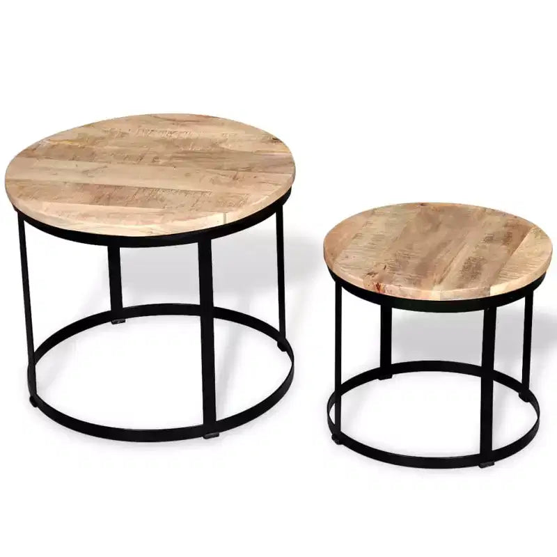 Table basse marron et noire Bois de manguier brut massif et fer