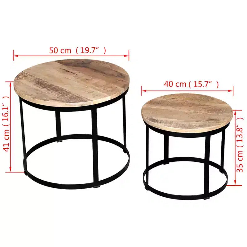 Table basse marron et noire Bois de manguier brut massif et fer