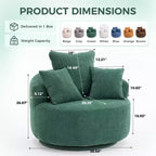 Fauteuil pivotant moderne Canapé rembourré avec 3 coussins décoratifs, fauteuil crapaud d'appoint pour salon, chambre, bureau