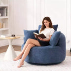 Fauteuil pivotant moderne Canapé rembourré avec 3 coussins décoratifs, fauteuil crapaud d'appoint pour salon, chambre, bureau