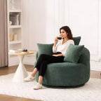 Fauteuil pivotant moderne Canapé rembourré avec 3 coussins décoratifs, fauteuil crapaud d'appoint pour salon, chambre, bureau