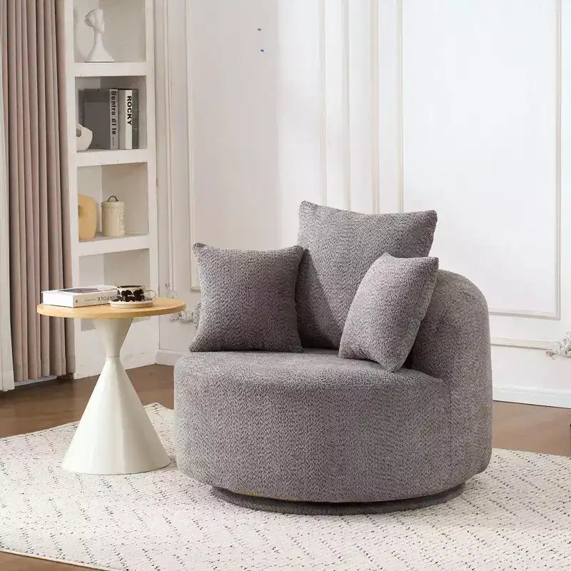 Fauteuil pivotant moderne Canapé rembourré avec 3 coussins décoratifs, fauteuil crapaud d'appoint pour salon, chambre, bureau