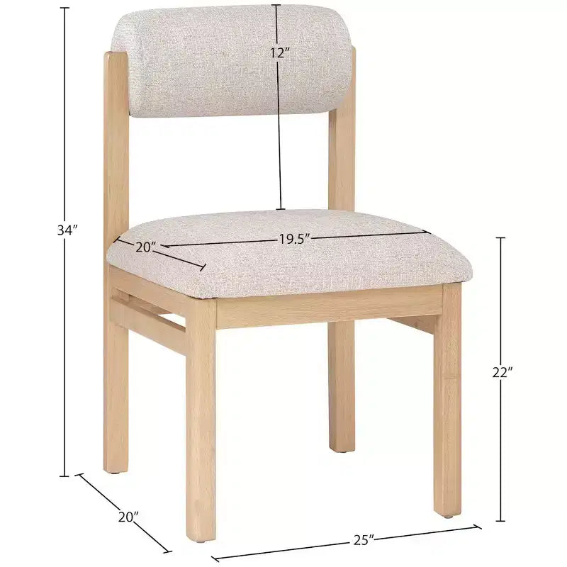 Chaise de salle à manger tapissée en tissu texturé lin