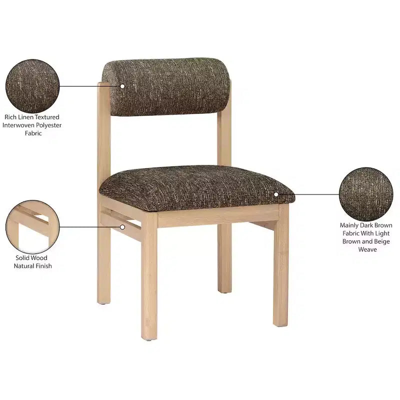 Chaise de salle à manger tapissée en tissu texturé lin