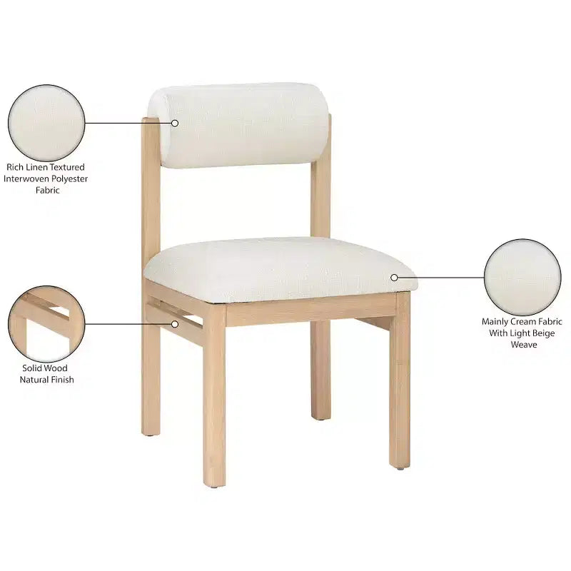 Chaise de salle à manger tapissée en tissu texturé lin