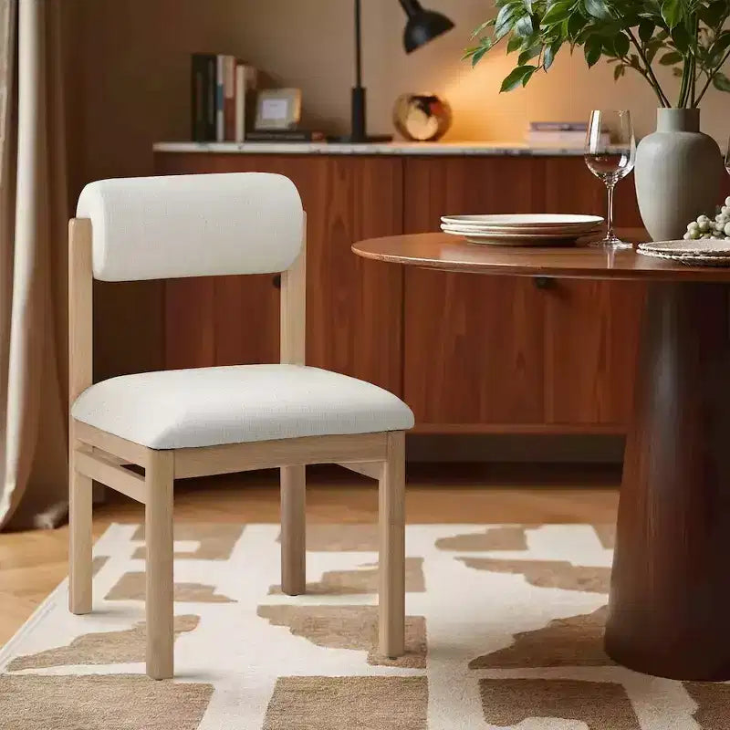 Chaise de salle à manger tapissée en tissu texturé lin