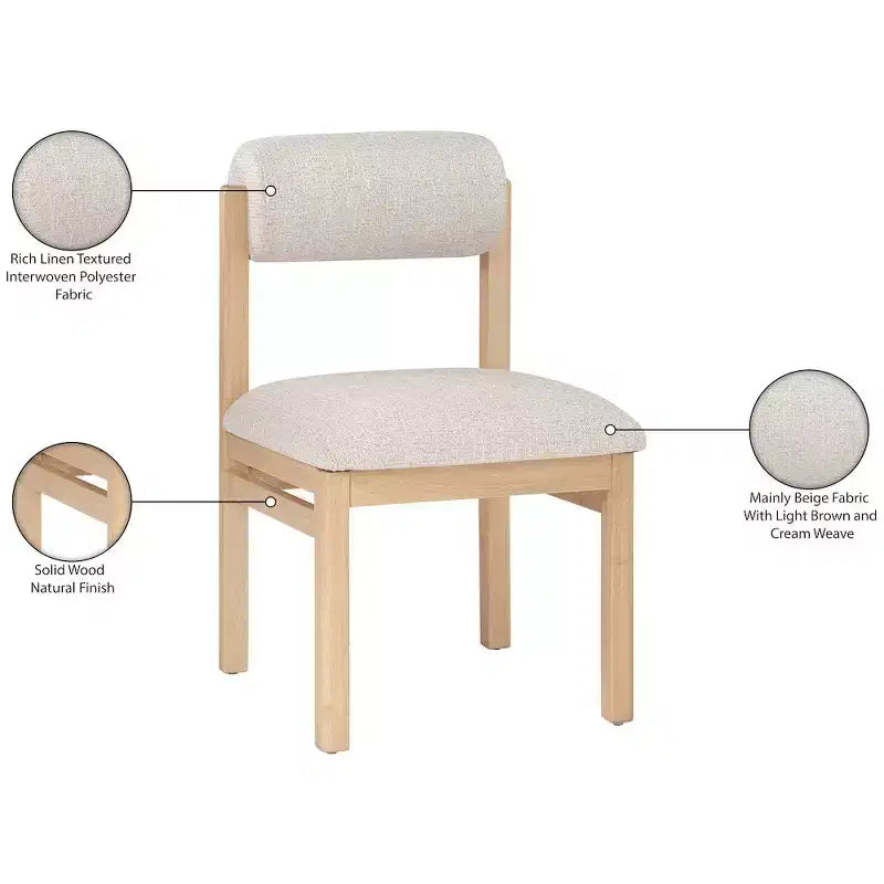 Chaise de salle à manger tapissée en tissu texturé lin