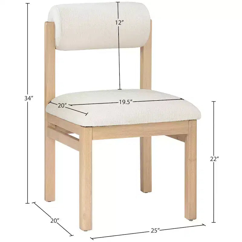 Chaise de salle à manger tapissée en tissu texturé lin