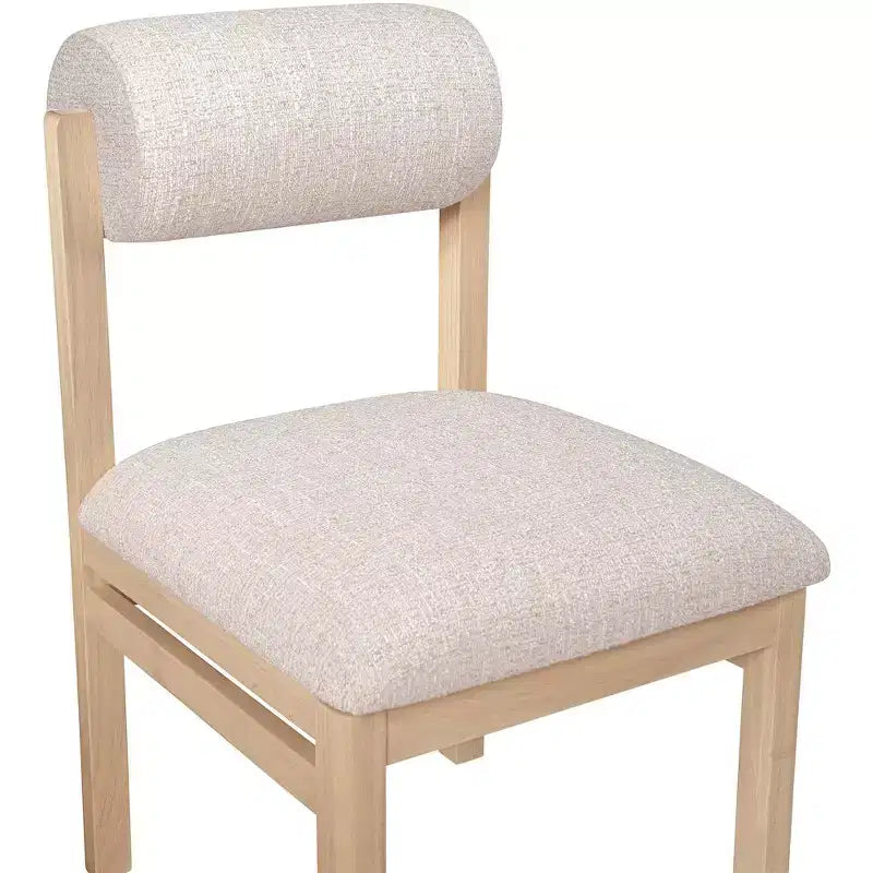 Chaise de salle à manger tapissée en tissu texturé lin