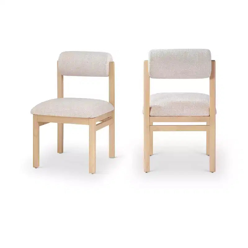 Meridian Furniture,Roundhill Linen Textured Fabric Upholstered Dining Chair, Set of 2