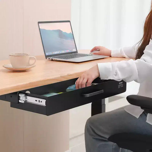 Tiroir coulissant de 56 cm à monter sous le bureau, fixation coulissante sous le bureau, organisateur de rangement de bureau caché, 63,5x22,9x7,6 cm, Noir