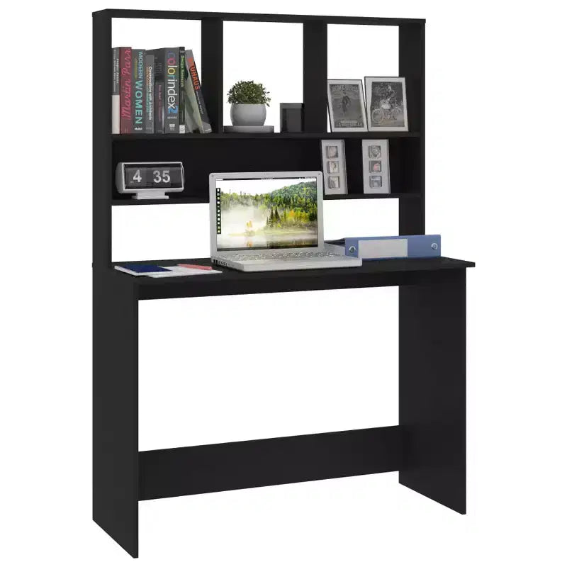 Bureau noir en bois d'ingénierie