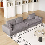 Canapé modulaire en mousse en velours côtelé beige moderne en forme de L de 114,5 pouces 2-en-1 avec trois coussins de nuque et deux coussins décoratifs