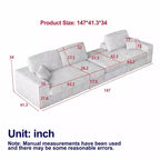 Canapé modulaire en mousse en velours côtelé beige moderne en forme de L de 114,5 pouces 2-en-1 avec trois coussins de nuque et deux coussins décoratifs