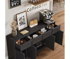 Bahut avec tiroirs, grand buffet à café avec rangement, buffet moderne en bois pour cuisine et salle à manger