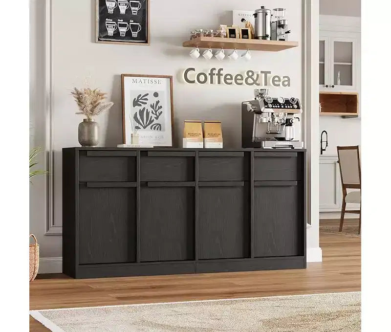 Bahut avec tiroirs, grand buffet à café avec rangement, buffet moderne en bois pour cuisine et salle à manger