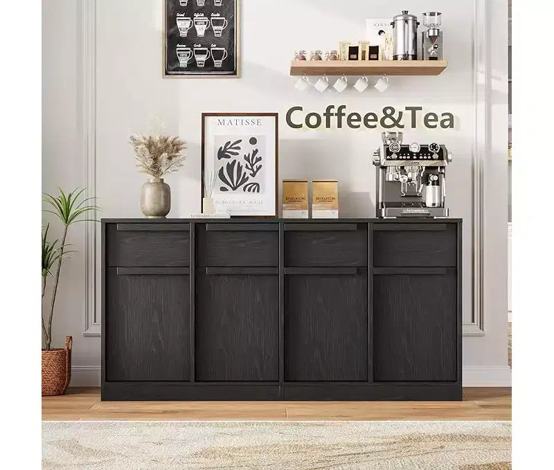 Bahut avec tiroirs, grand buffet à café avec rangement, buffet moderne en bois pour cuisine et salle à manger
