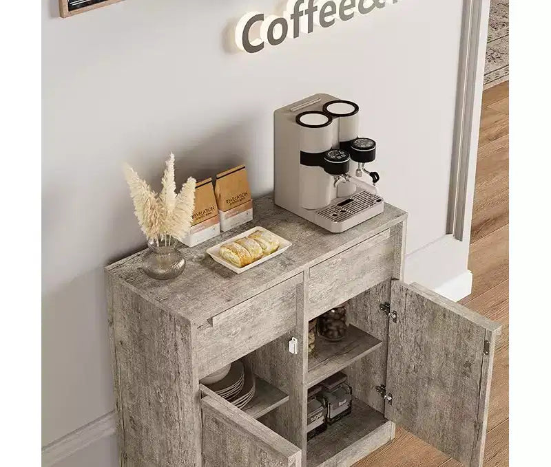 Bahut avec tiroirs, grand buffet à café avec rangement, buffet moderne en bois pour cuisine et salle à manger