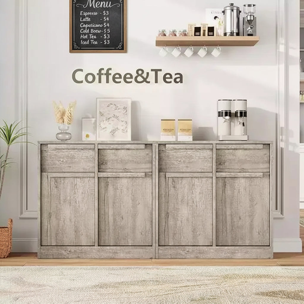 Bahut avec tiroirs, grand buffet à café avec rangement, buffet moderne en bois pour cuisine et salle à manger