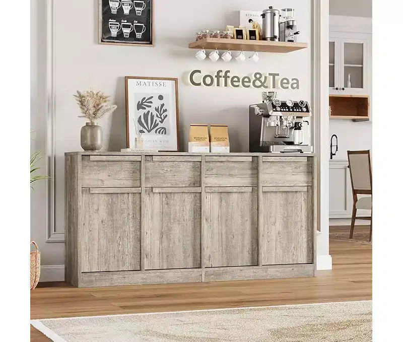 Bahut avec tiroirs, grand buffet à café avec rangement, buffet moderne en bois pour cuisine et salle à manger
