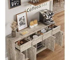 Bahut avec tiroirs, grand buffet à café avec rangement, buffet moderne en bois pour cuisine et salle à manger