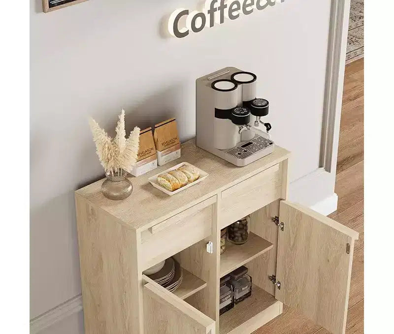 Bahut avec tiroirs, grand buffet à café avec rangement, buffet moderne en bois pour cuisine et salle à manger
