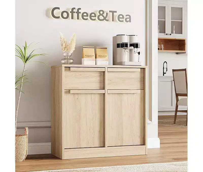 Bahut avec tiroirs, grand buffet à café avec rangement, buffet moderne en bois pour cuisine et salle à manger
