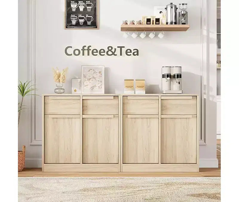 Bahut avec tiroirs, grand buffet à café avec rangement, buffet moderne en bois pour cuisine et salle à manger