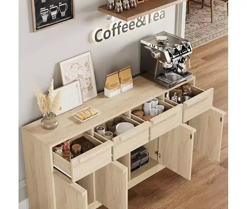 Bahut avec tiroirs, grand buffet à café avec rangement, buffet moderne en bois pour cuisine et salle à manger