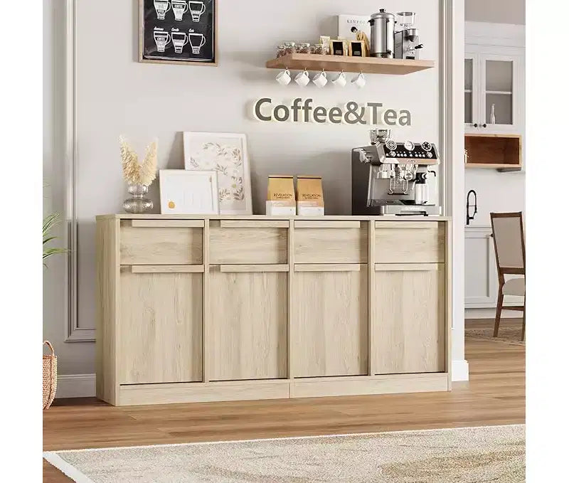 Bahut avec tiroirs, grand buffet à café avec rangement, buffet moderne en bois pour cuisine et salle à manger