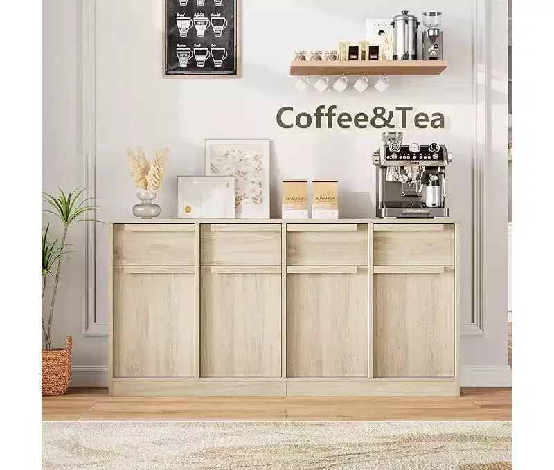 Bahut avec tiroirs, grand buffet à café avec rangement, buffet moderne en bois pour cuisine et salle à manger