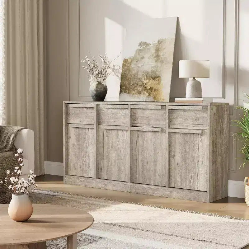 Bahut avec tiroirs, grand buffet à café avec rangement, buffet moderne en bois pour cuisine et salle à manger