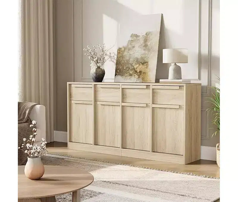 Bahut avec tiroirs, grand buffet à café avec rangement, buffet moderne en bois pour cuisine et salle à manger