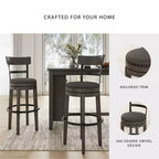 Tabouret de bar Gris : Finition vieillie, Pivotant, Clous décoratifs
