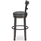Tabouret de bar Gris : Finition vieillie, Pivotant, Clous décoratifs