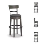 Tabouret de bar Gris : Finition vieillie, Pivotant, Clous décoratifs