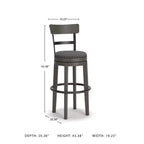 Tabouret de bar Gris : Finition vieillie, Pivotant, Clous décoratifs