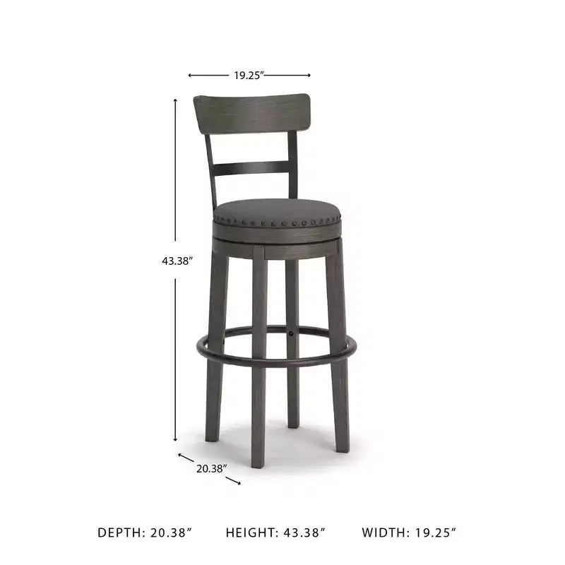 Tabouret de bar Gris : Finition vieillie, Pivotant, Clous décoratifs