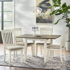 Ensemble de salle à manger extensible 5 pièces style ferme noyer/blanc