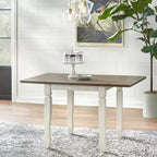Ensemble de salle à manger extensible 5 pièces style ferme noyer/blanc