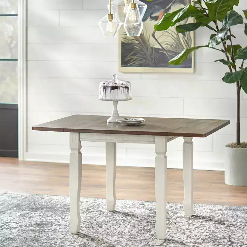 Ensemble de salle à manger extensible 5 pièces style ferme noyer/blanc