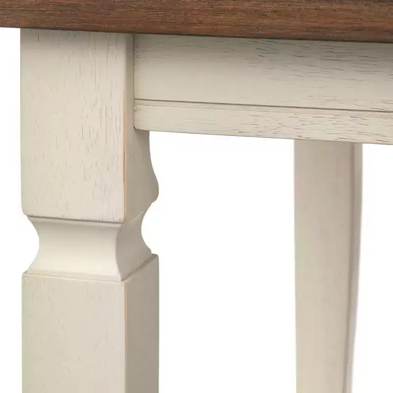 Ensemble de salle à manger extensible 5 pièces style ferme noyer/blanc