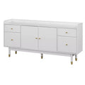Lifestorey Thalia Mid Century Modern Buffet White: Storage, Gold Accents, 4 Drawers, Adjustable Shelf