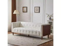 Canapé 3 places capitonné en tissu/bouclette contemporain 228 cm beige/bouclette
